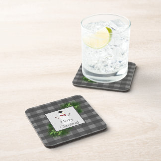 Dessous-de-verre Snowman Gris Buffalo Plaid Plastic Dessous de verr
