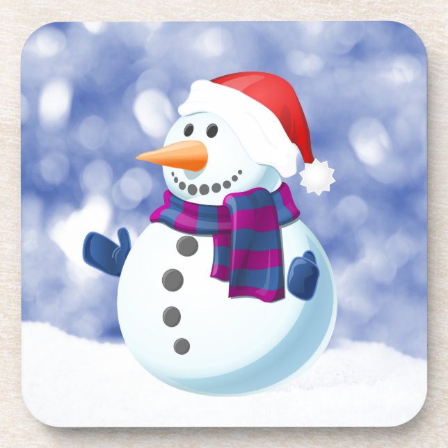 Dessous-de-verre Snowman hiver Joyeux Noël neige (Devant)