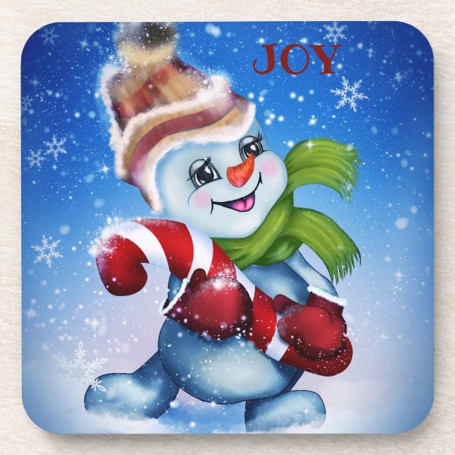 Dessous-de-verre Snowman with a scarf (Devant)