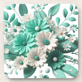 Dessous-de-verre Soft mint Floral Coaster Elegance in Every Sip