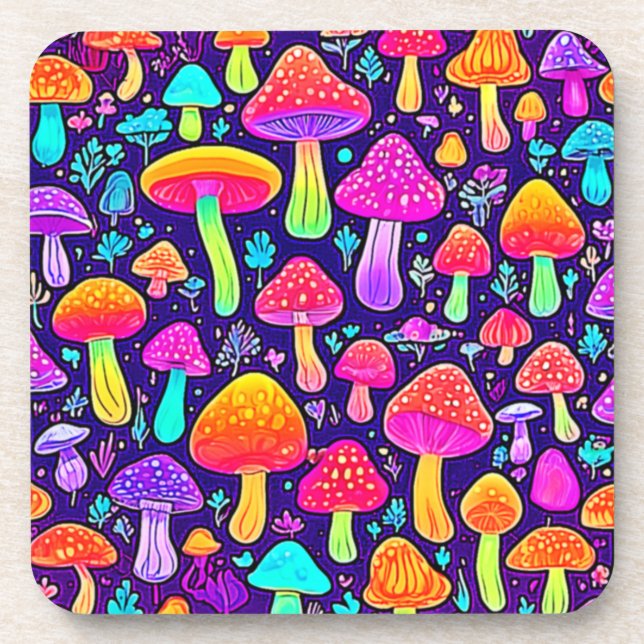 Dessous-de-verre Soft Neon : Patch pour champignon de dessin (Devant)