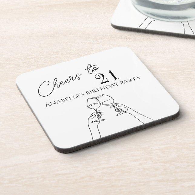 Dessous-de-verre Soirée à 21e anniversaire chic moderne (Côté gauche)