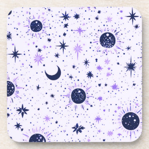 Dessous-de-verre Soleil Lune Étoiles Célestes Noir et Violet