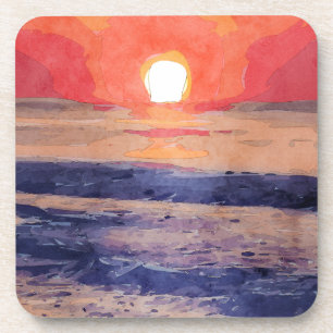 Dessous-de-verre Soleil matinal au-dessus de l'océan Atlantique