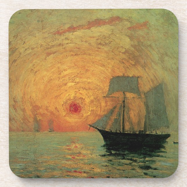Dessous-de-verre Soleil rouge par Maxime Maufra, impressionnisme Vi (Devant)