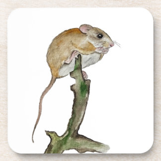 Dessous-de-verre Souris aquarelle réaliste dans l'arbre