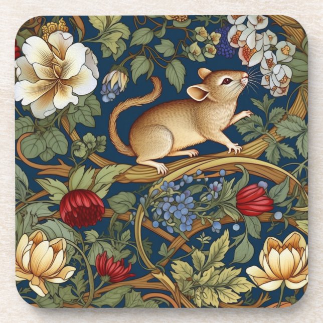 Dessous-de-verre Souris et fleurs Art nouveau (Devant)