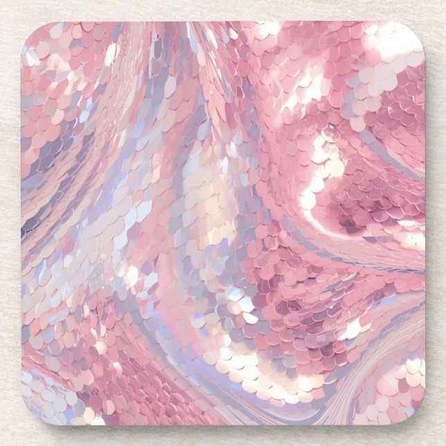 Dessous-de-verre Sous-verre de boisson rose et violet iridescent (Devant)