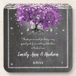 Dessous-de-verre Sous-verre de mariage Arbre à feuilles Purple Hear