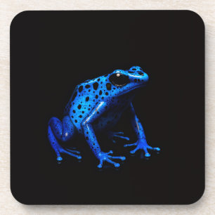Dessous-de-verre Sous-verre rigide Luxe Noir 4, Grenouille Bleue No