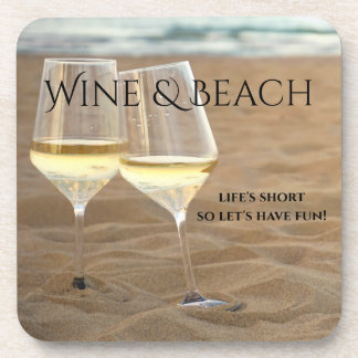 Dessous-de-verre Sous-verres de plage et de vin Acclamations romant