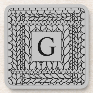 Dessous-de-verre Sous-verres en plastique dur KNIT PURL GRAY + Init