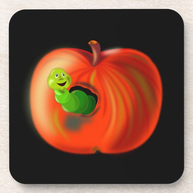 Dessous-de-verre Sous-verres Pomme avec Ver (Devant)