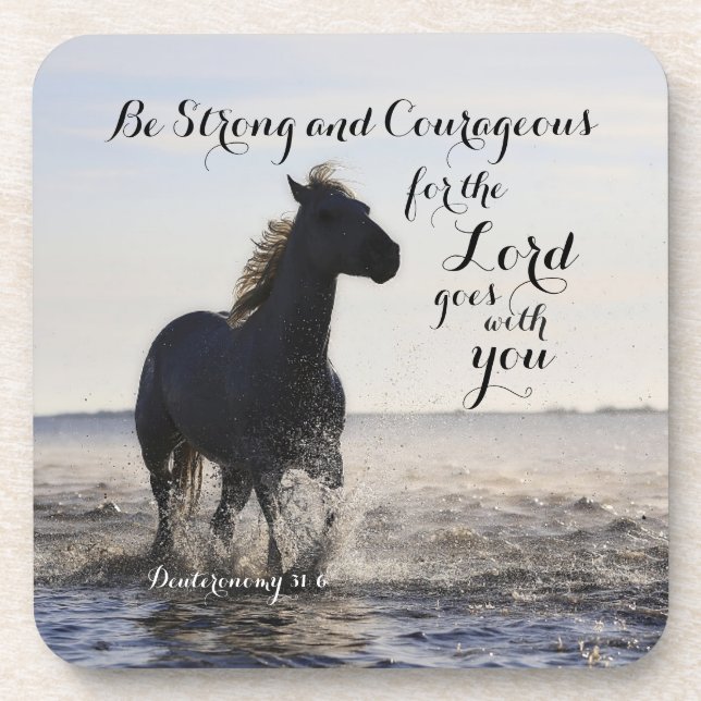Dessous-de-verre Soyez forte et courageuse Bible Verse Deut 31 Hors (Devant)