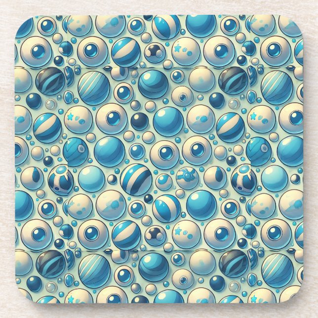 Dessous-de-verre Sphères décoratives bleues et blanches vibrantes (Devant)