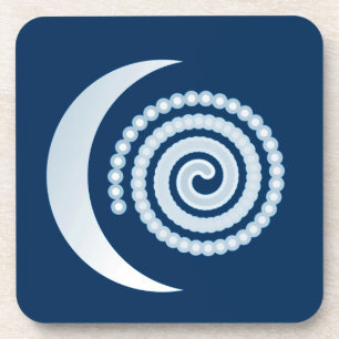Dessous-de-verre Spirale de lune d'argent sur bleu foncé