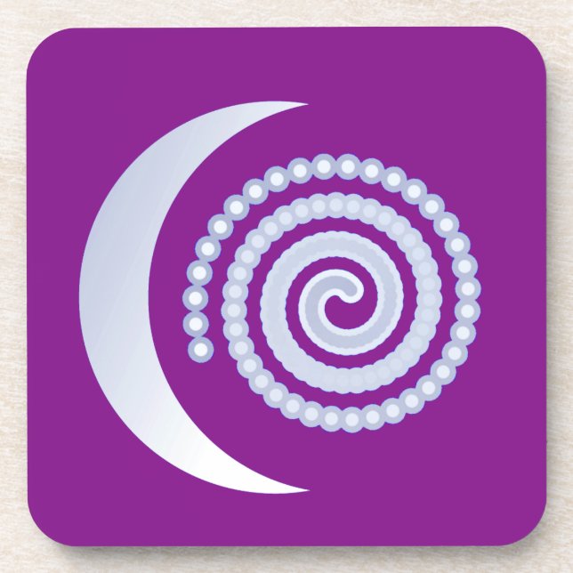 Dessous-de-verre Spirale de lune d'argent sur violet (Devant)