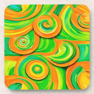Dessous-de-verre Spirale verte et orange