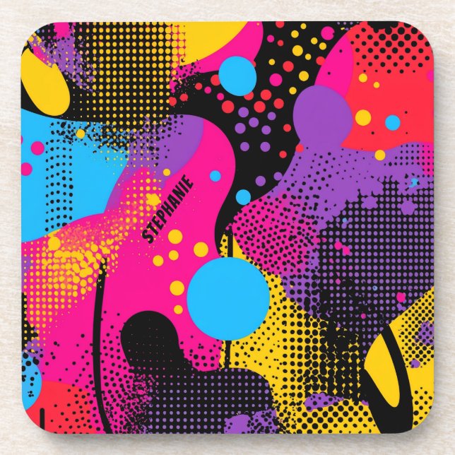 Dessous-de-verre Splash couleur Abstrait dans le style comique rétr (Devant)