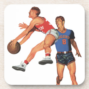 Dessous-de-verre Sports Vintage, Joueurs de Basket-ball dans un Mat