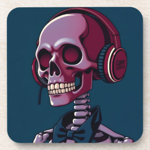 Dessous-de-verre Squelette avec casque audio