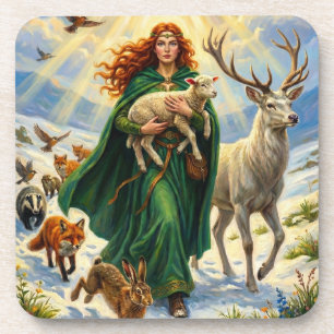 Dessous-de-verre St Brigid Déesse du Printemps Animaux de la Forêt
