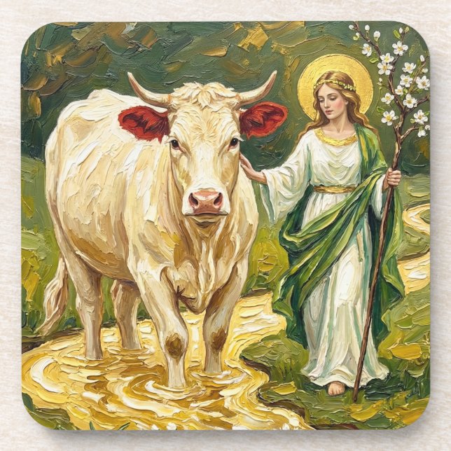 Dessous-de-verre St. Brigid & The White Cow (Imbolc) (Devant)