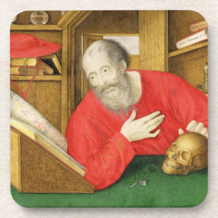 Dessous-de-verre St Jerome dans son étude, 1650 (bodycolour et la