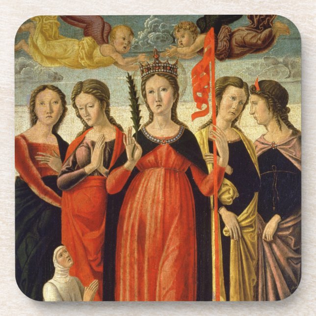 Dessous-de-verre St Ursula et quatre saints (tempera sur le (Devant)
