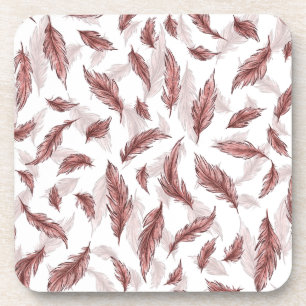 Dessous-de-verre stand d'impression de plumes, loup souriant heureu