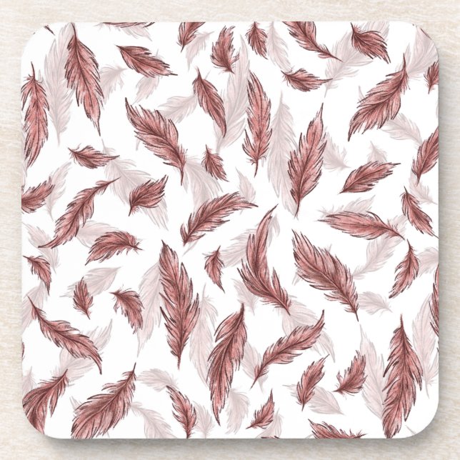 Dessous-de-verre stand d'impression de plumes, loup souriant heureu (Devant)