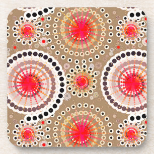 Dessous-de-verre Starbursts et soleils, taupe, rouge, blanc