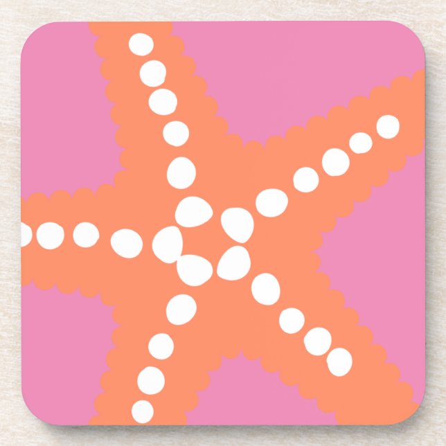 Dessous-de-verre Starfish Beach Ocean Preppy rose orange amusant (Devant)