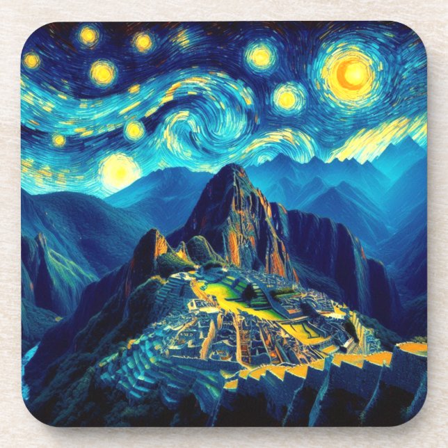 Dessous-de-verre Starry Night Machu Picchu Pérou (Devant)
