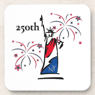 Dessous-de-verre Statue de la Liberté avec feux d'artifice 250e Ind