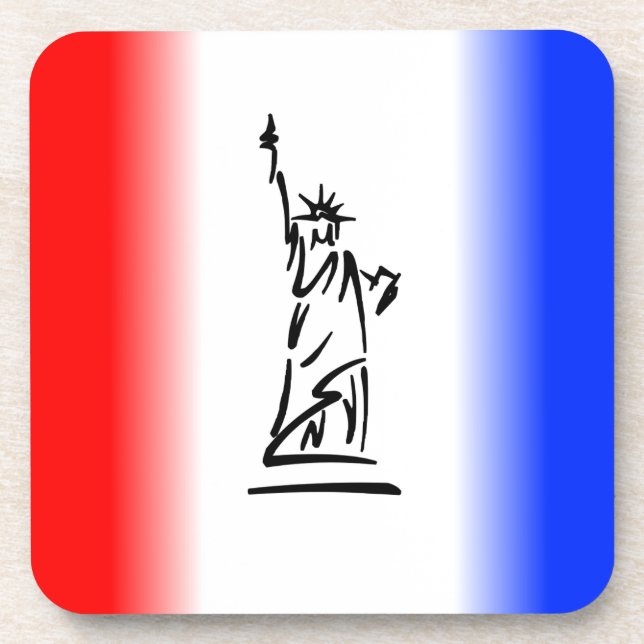 Dessous-de-verre Statue de la Liberté Rayure Rouge Blanc Bleu (Devant)