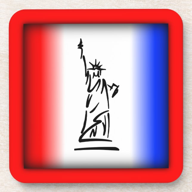 Dessous-de-verre Statue de la Liberté Rayure Rouge Blanc Bleu (Devant)