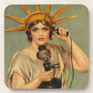 Dessous-de-verre Statue de la Liberté vintage, publicité de guerre 