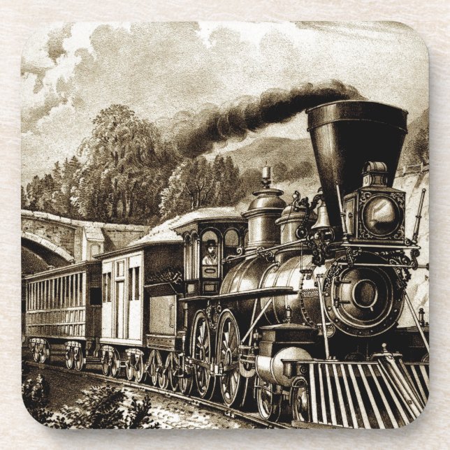 Dessous-de-verre Steam engine locomotive history (Devant)
