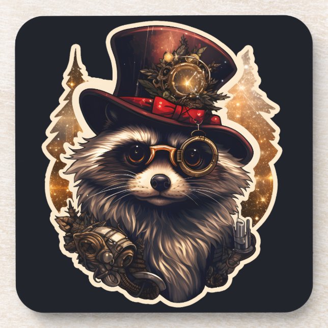 Dessous-de-verre Steampunk Christmas Raccoon (Devant)