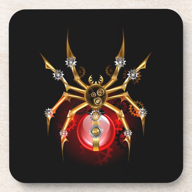 Dessous-de-verre Steampunk spider on black (Devant)
