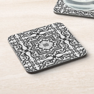 Dessous-de-verre Style azulejo en céramique noire et blanche