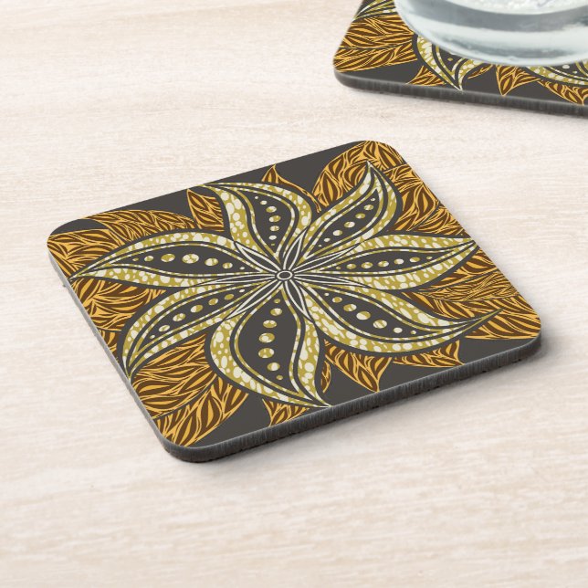 Dessous-de-verre Style Batik Floral Abstrait africain (Côté gauche)