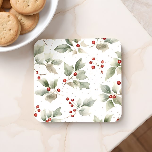 Dessous-de-verre Style d'aquarelle Holly et Berries (Créateur téléchargé)