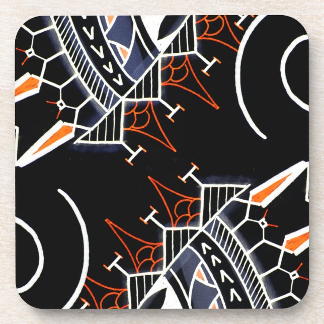 Dessous-de-verre Style indigène de l'australie d'art tribal noir (Devant)