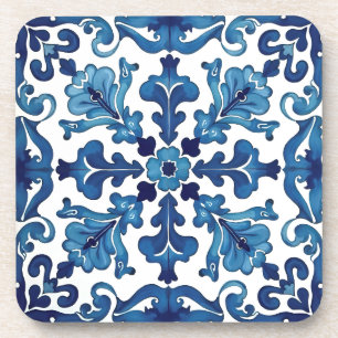 Dessous-de-verre style italien, méditerranéen, mosaïque, bleu,
