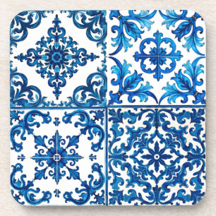 Dessous-de-verre style italien, méditerranéen, mosaïque, bleu,