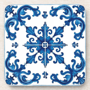 Dessous-de-verre style italien, méditerranéen, mosaïque, bleu,