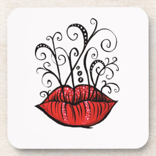 Dessous-de-verre Style Tatouage Tatouage à encre pour lèvres étrang