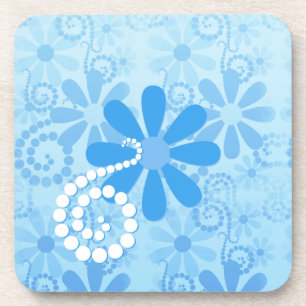 Dessous-de-verre Stylish Turquoise Blue Floral Retro Daisy Flowers